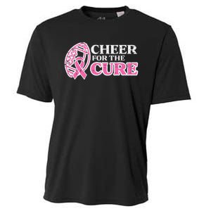 Football Cheer For The Cure Breast Cancer Awareness Ribbon Cooling Performance Crew T-Shirt