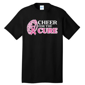 Football Cheer For The Cure Breast Cancer Awareness Ribbon Tall T-Shirt