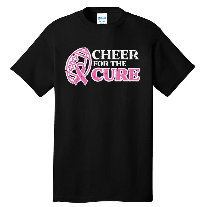 Football Cheer For The Cure Breast Cancer Awareness Ribbon Tall T-Shirt