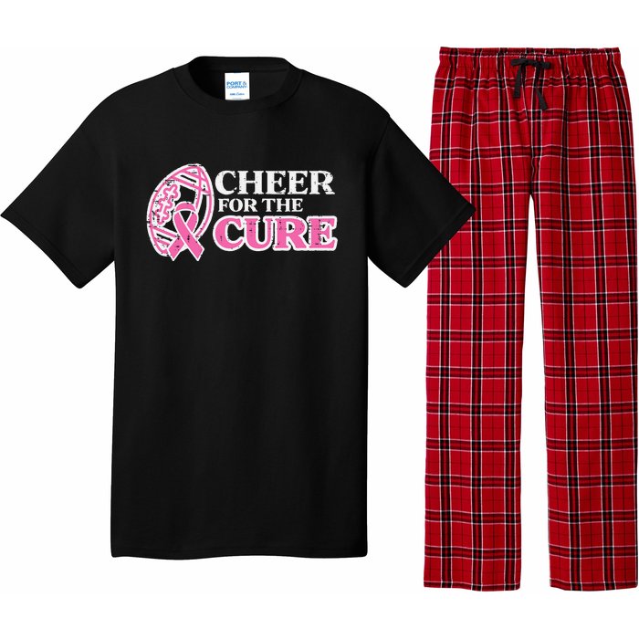 Football Cheer For The Cure Breast Cancer Awareness Ribbon Pajama Set