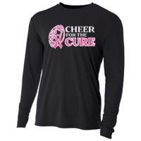 Football Cheer For The Cure Breast Cancer Awareness Ribbon Cooling Performance Long Sleeve Crew