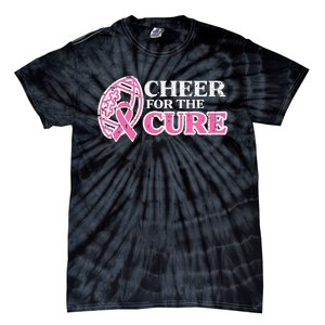 Football Cheer For The Cure Breast Cancer Awareness Ribbon Tie-Dye T-Shirt