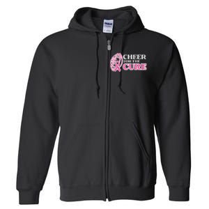 Football Cheer For The Cure Breast Cancer Awareness Ribbon Full Zip Hoodie