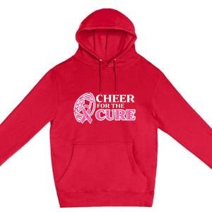 Football Cheer For The Cure Breast Cancer Awareness Ribbon Premium Pullover Hoodie