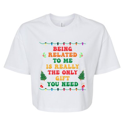 Funny Christmas Family Xmas Pajamas Being Related To Me Great Gift Bella+Canvas Jersey Crop Tee