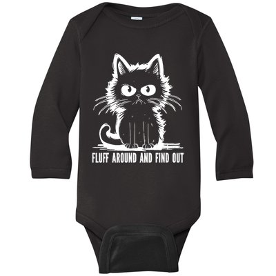 Funny Cat Fluff Around And Find Out Gifts Baby Long Sleeve Bodysuit