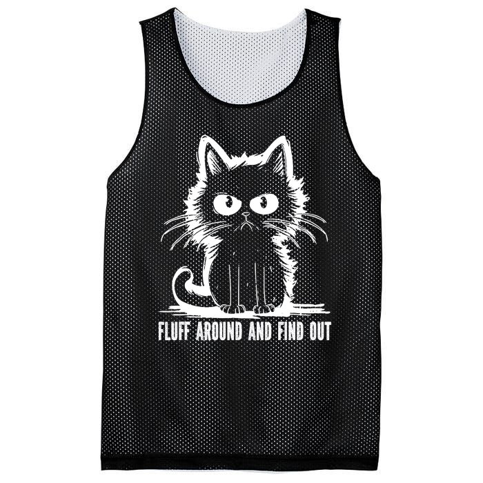 Funny Cat Fluff Around And Find Out Gifts Mesh Reversible Basketball Jersey Tank