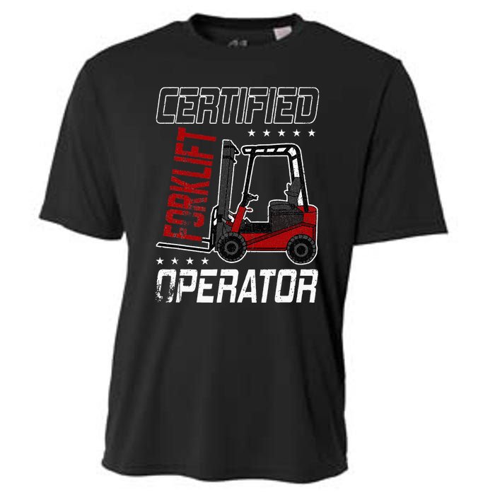 Funny Certified Forklift Operator Driving Fork Lift Driver Cooling Performance Crew T-Shirt