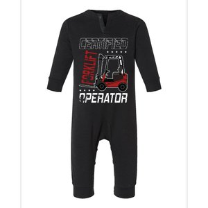 Funny Certified Forklift Operator Driving Fork Lift Driver Infant Fleece One Piece