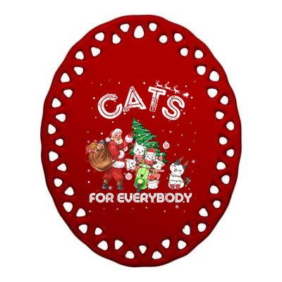 Funny Cats For Everybody Cat Christmas Ugly Sweater Christma Gift Ceramic Oval Ornament