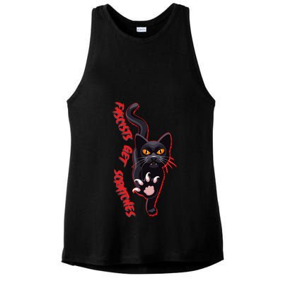 Funny Cat Fascists Get Scratches Ladies PosiCharge Tri-Blend Wicking Tank