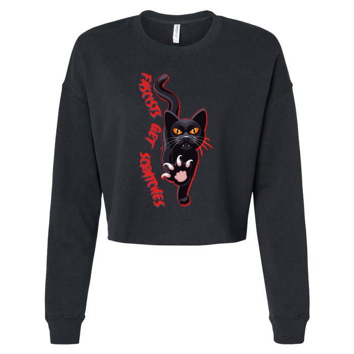 Funny Cat Fascists Get Scratches Cropped Pullover Crew