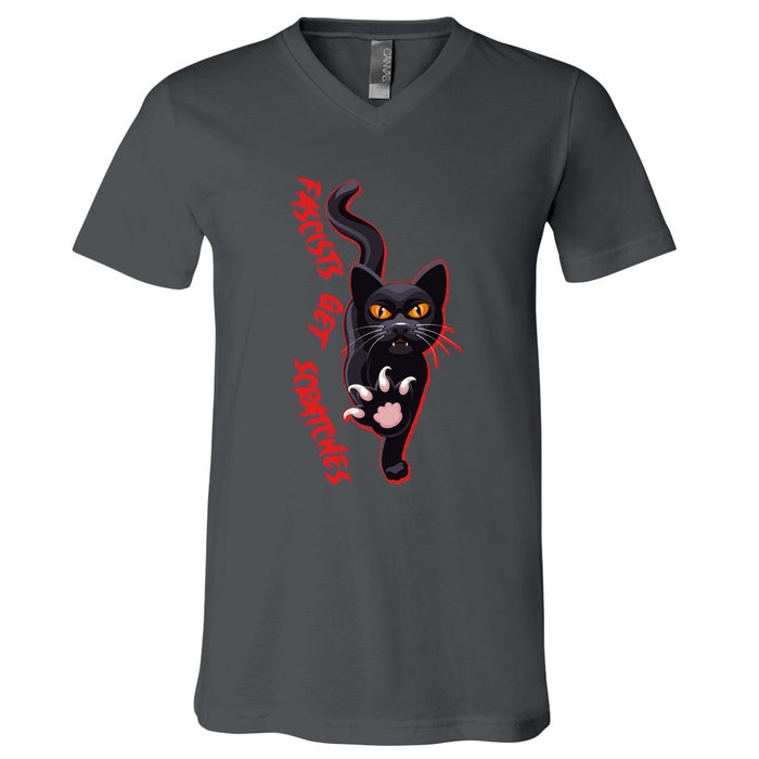 Funny Cat Fascists Get Scratches V-Neck T-Shirt