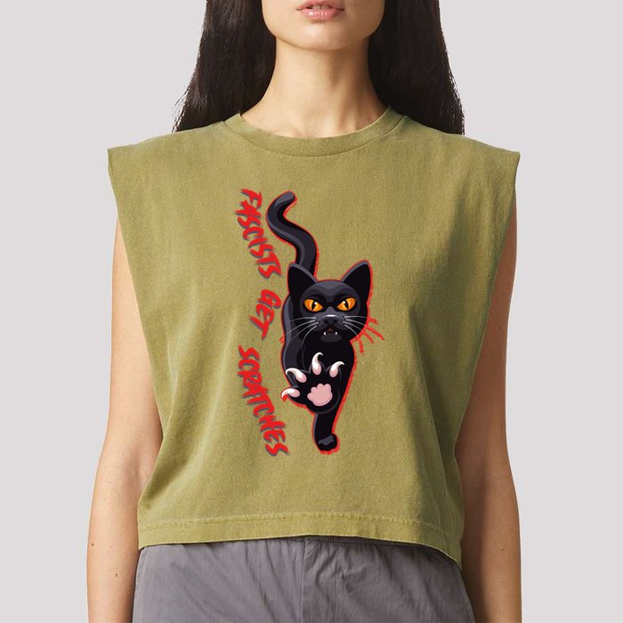 Funny Cat Fascists Get Scratches Garment-Dyed Women's Muscle Tee