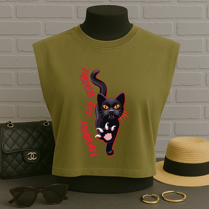 Funny Cat Fascists Get Scratches Garment-Dyed Women's Muscle Tee