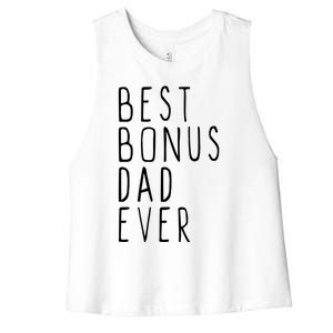 Family Cool Funny Stepdad Stepdad Best Bonus Dad Ever Funny Gift Women's Racerback Cropped Tank