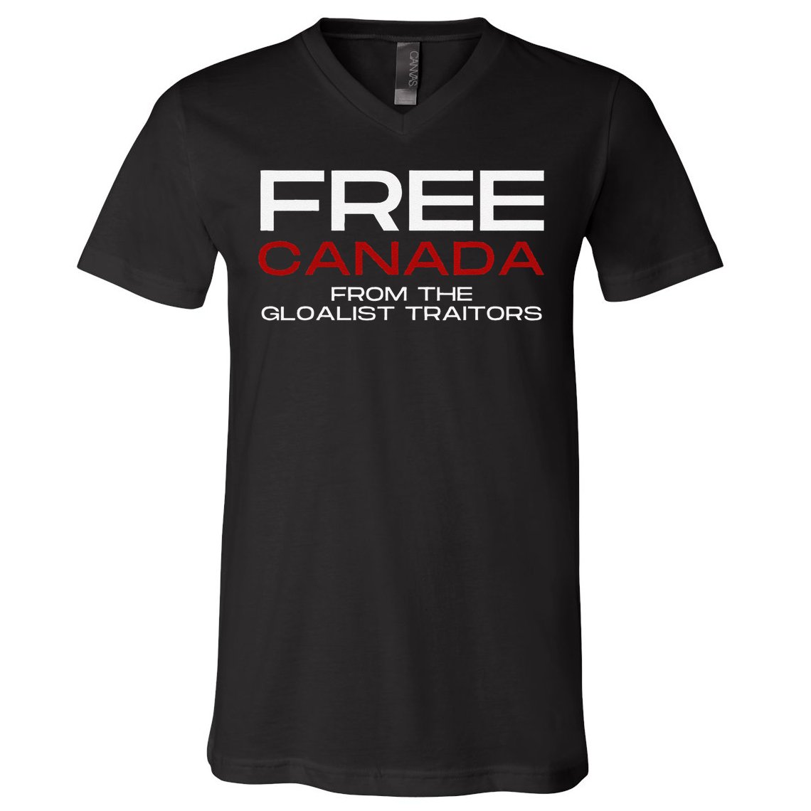 Free Canada From Globalist Elites Canadian Patriot V-Neck T-Shirt