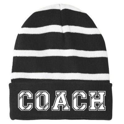 Football Coach Striped Beanie with Solid Band