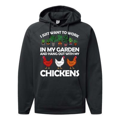 Funny Chicken For Men Women Gardening Chicken Lovers Garden Performance Fleece Hoodie