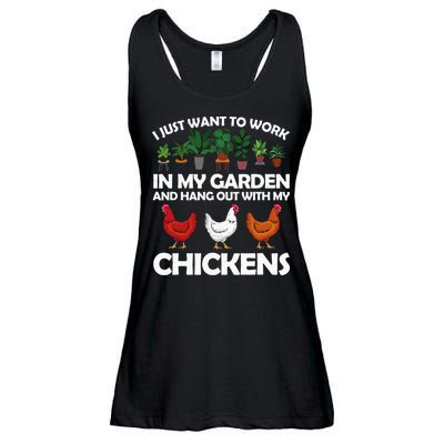 Funny Chicken For Men Women Gardening Chicken Lovers Garden Ladies Essential Flowy Tank