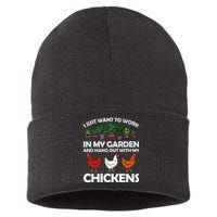 Funny Chicken For Men Women Gardening Chicken Lovers Garden Sustainable Knit Beanie