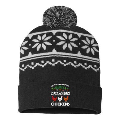 Funny Chicken For Men Women Gardening Chicken Lovers Garden USA-Made Snowflake Beanie