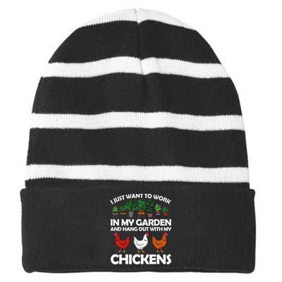 Funny Chicken For Men Women Gardening Chicken Lovers Garden Striped Beanie with Solid Band