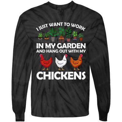 Funny Chicken For Men Women Gardening Chicken Lovers Garden Tie-Dye Long Sleeve Shirt