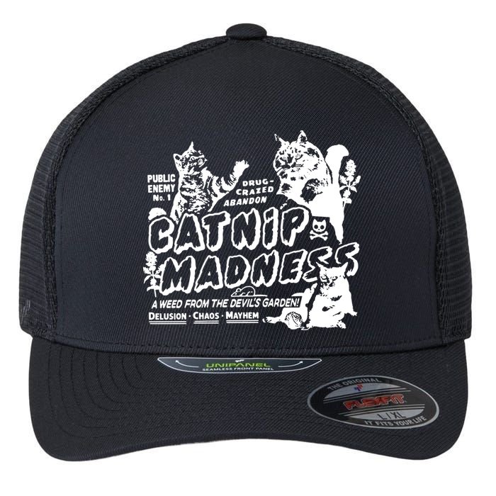 Funny Cat For Cat Mom Cat Dad Catnip Madness Cute Cat Flexfit Unipanel Trucker Cap