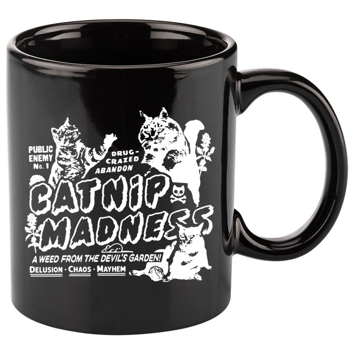 Funny Cat For Cat Mom Cat Dad Catnip Madness Cute Cat 11oz C Handle Ceramic Mug