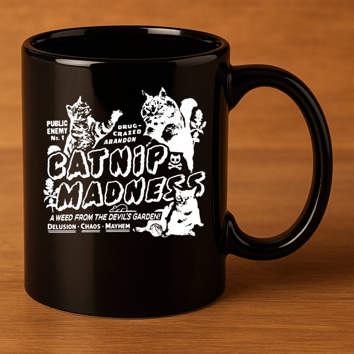 Funny Cat For Cat Mom Cat Dad Catnip Madness Cute Cat 11oz C Handle Ceramic Mug