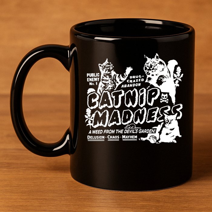 Funny Cat For Cat Mom Cat Dad Catnip Madness Cute Cat 11oz C Handle Ceramic Mug