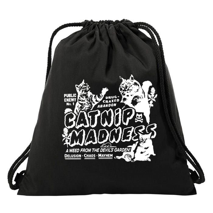 Funny Cat For Cat Mom Cat Dad Catnip Madness Cute Cat Drawstring Bag