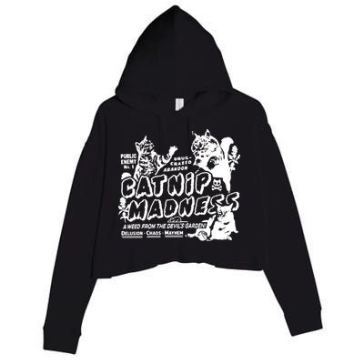 Funny Cat For Cat Mom Cat Dad Catnip Madness Cute Cat Crop Fleece Hoodie