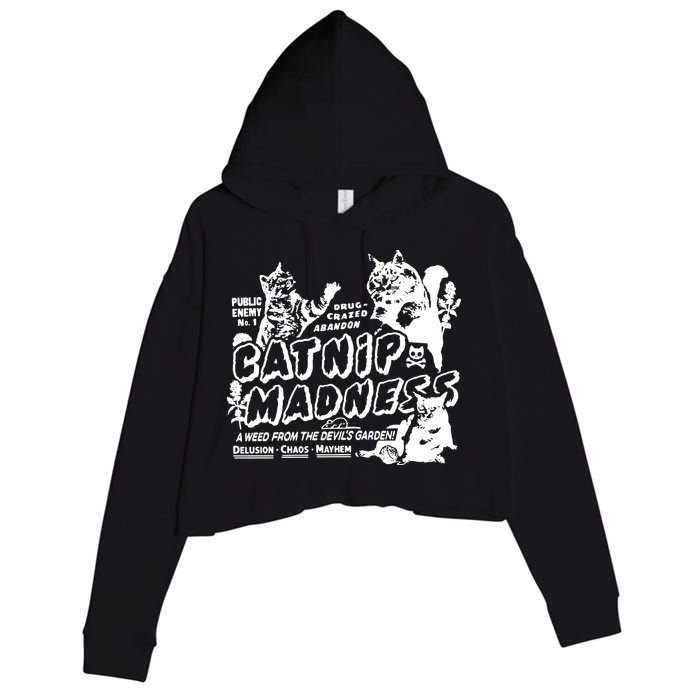 Funny Cat For Cat Mom Cat Dad Catnip Madness Cute Cat Crop Fleece Hoodie