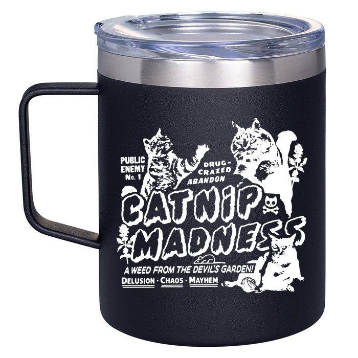Funny Cat For Cat Mom Cat Dad Catnip Madness Cute Cat 12oz Stainless Steel Coffee Mug