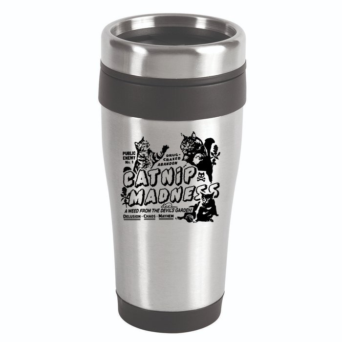 Funny Cat For Cat Mom Cat Dad Catnip Madness Cute Cat 16oz Travel Tumbler
