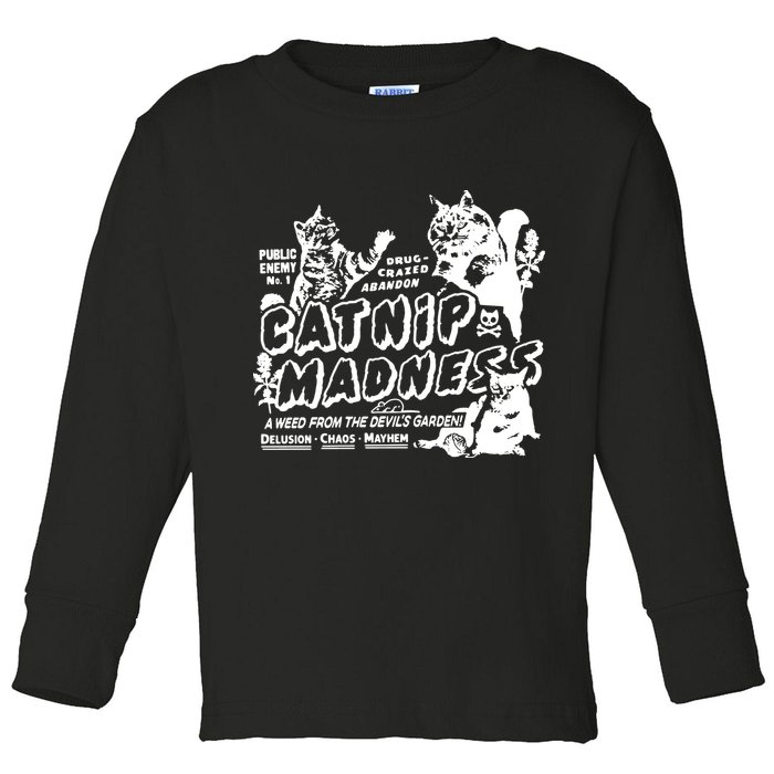 Funny Cat For Cat Mom Cat Dad Catnip Madness Cute Cat Toddler Long Sleeve Shirt