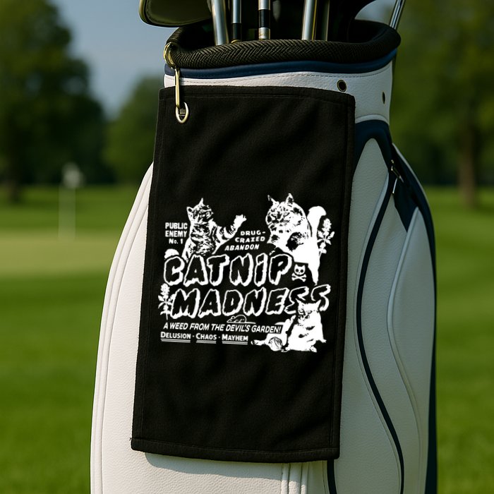 Funny Cat For Cat Mom Cat Dad Catnip Madness Cute Cat Golf Towel