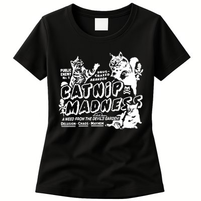 Funny Cat For Cat Mom Cat Dad Catnip Madness Cute Cat Womens T-Shirt