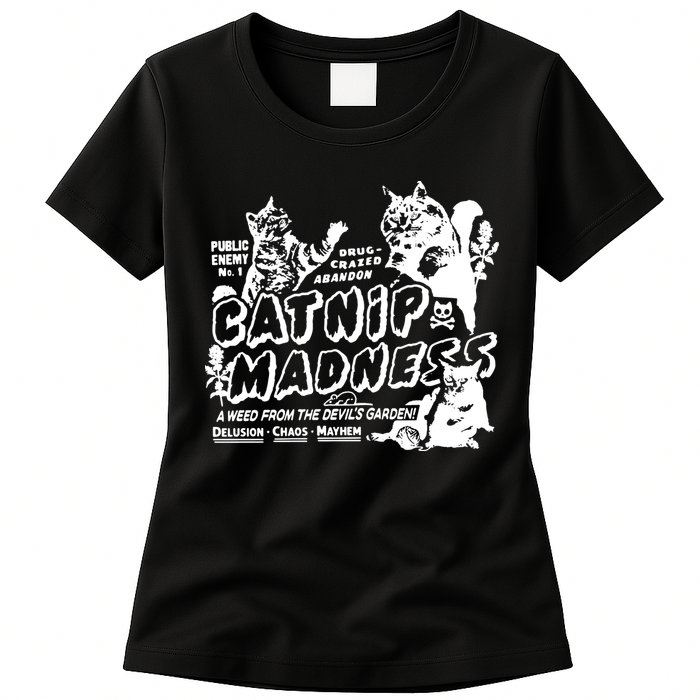 Funny Cat For Cat Mom Cat Dad Catnip Madness Cute Cat Womens T-Shirt