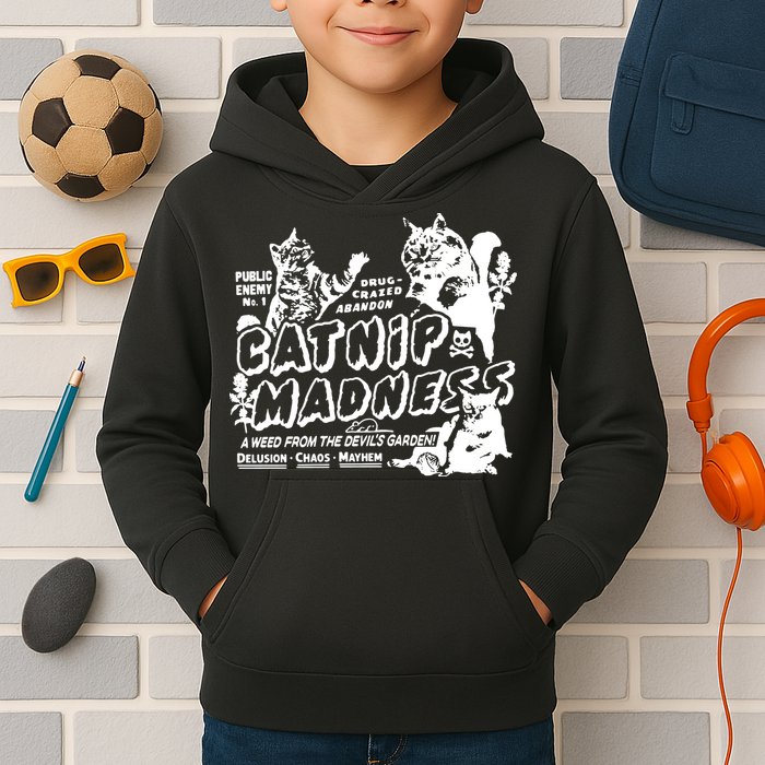Funny Cat For Cat Mom Cat Dad Catnip Madness Cute Cat Kids Hoodie