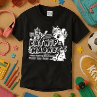 Funny Cat For Cat Mom Cat Dad Catnip Madness Cute Cat Kids T-Shirt