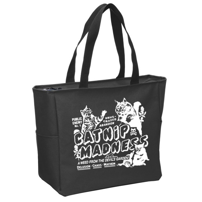 Funny Cat For Cat Mom Cat Dad Catnip Madness Cute Cat Zip Tote Bag