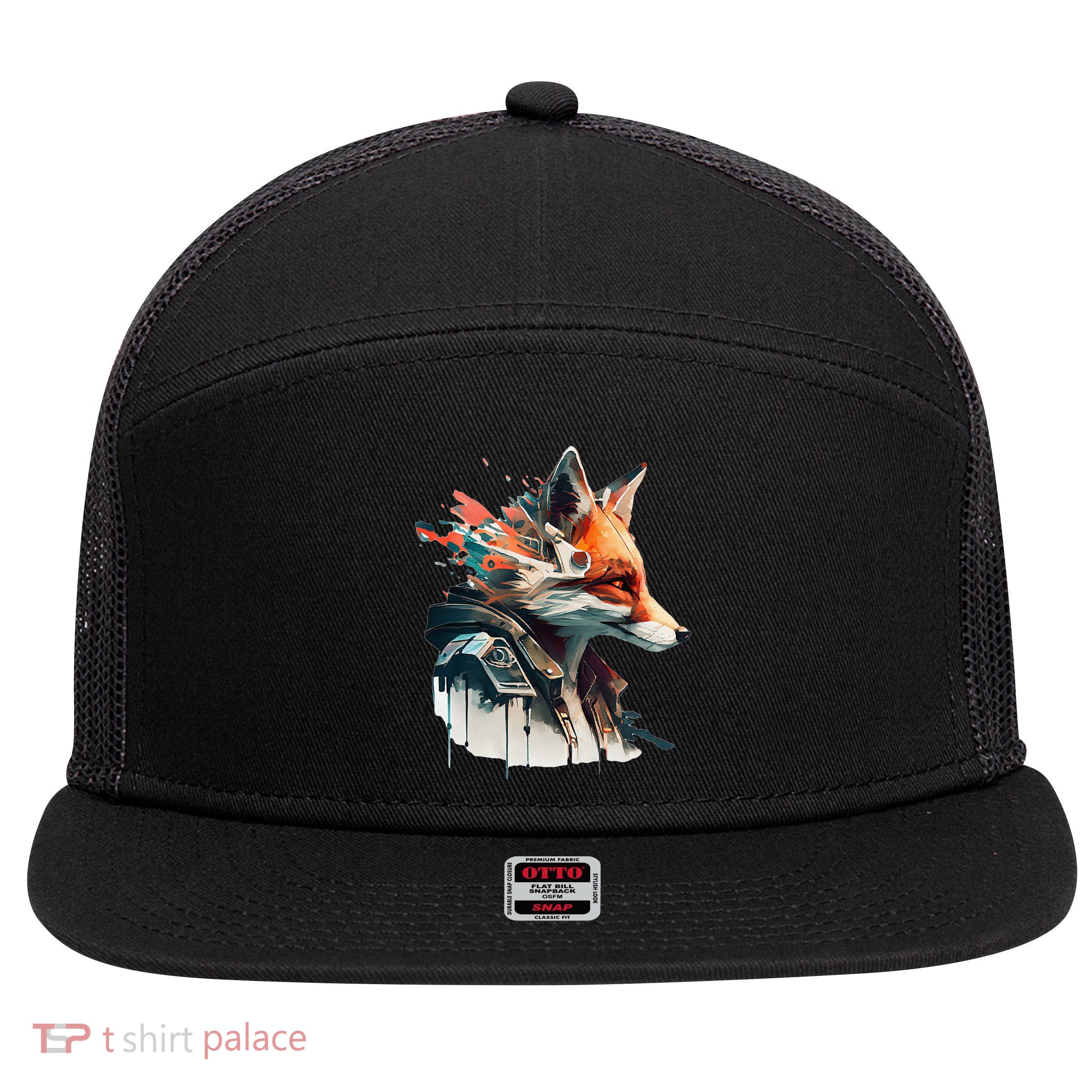 Fox Cunning Foxtail Fur funny animal lover 7 Panel Mesh Trucker Snapback Hat