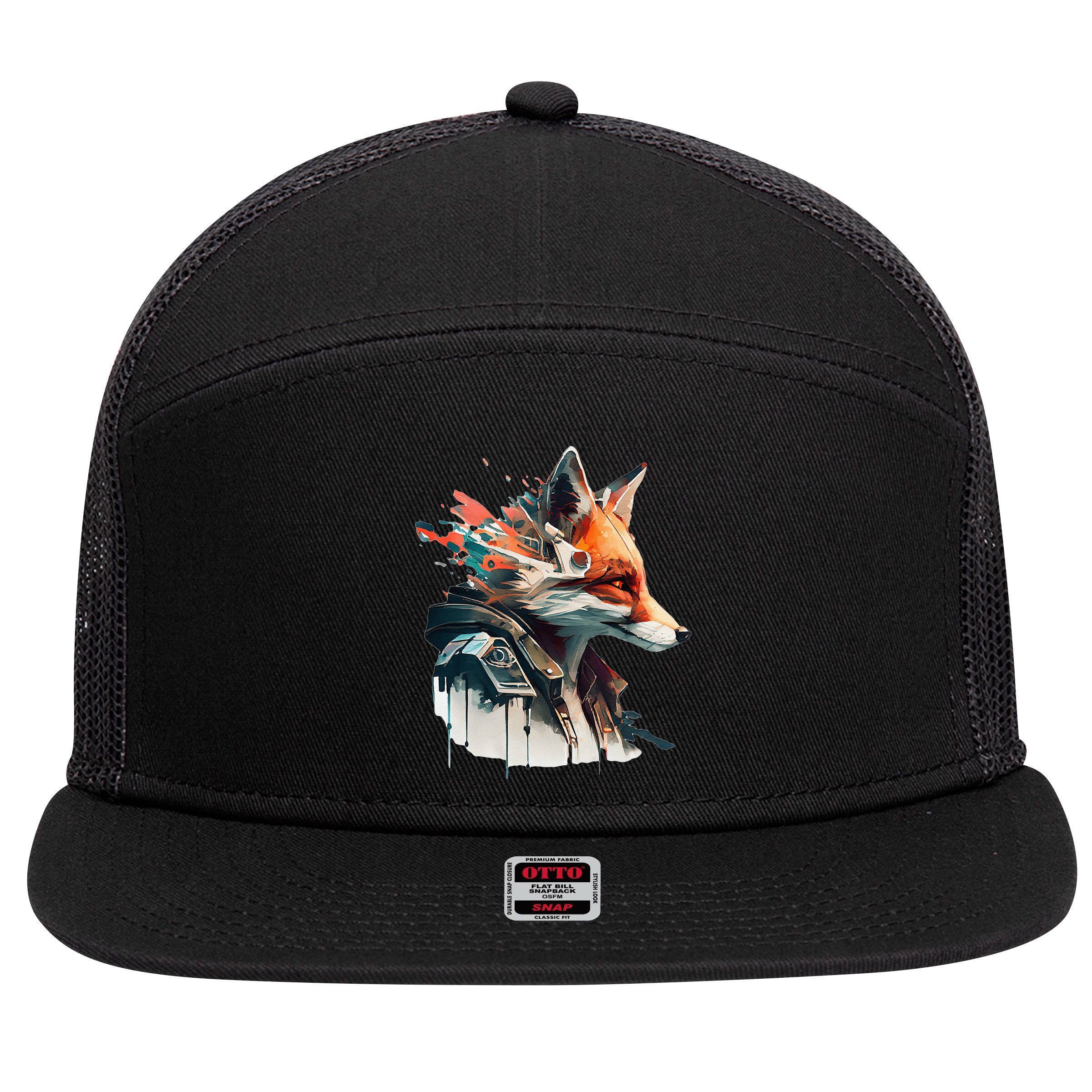 Fox Cunning Foxtail Fur funny animal lover 7 Panel Mesh Trucker Snapback Hat