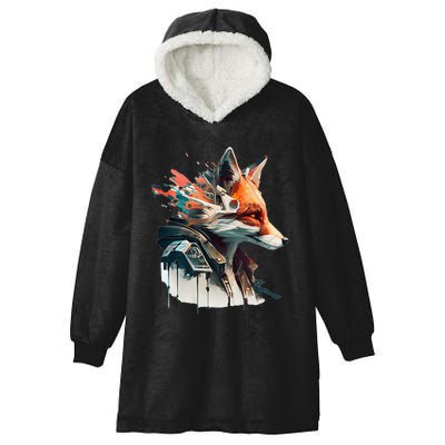 Fox Cunning Foxtail Fur funny animal lover Hooded Wearable Blanket