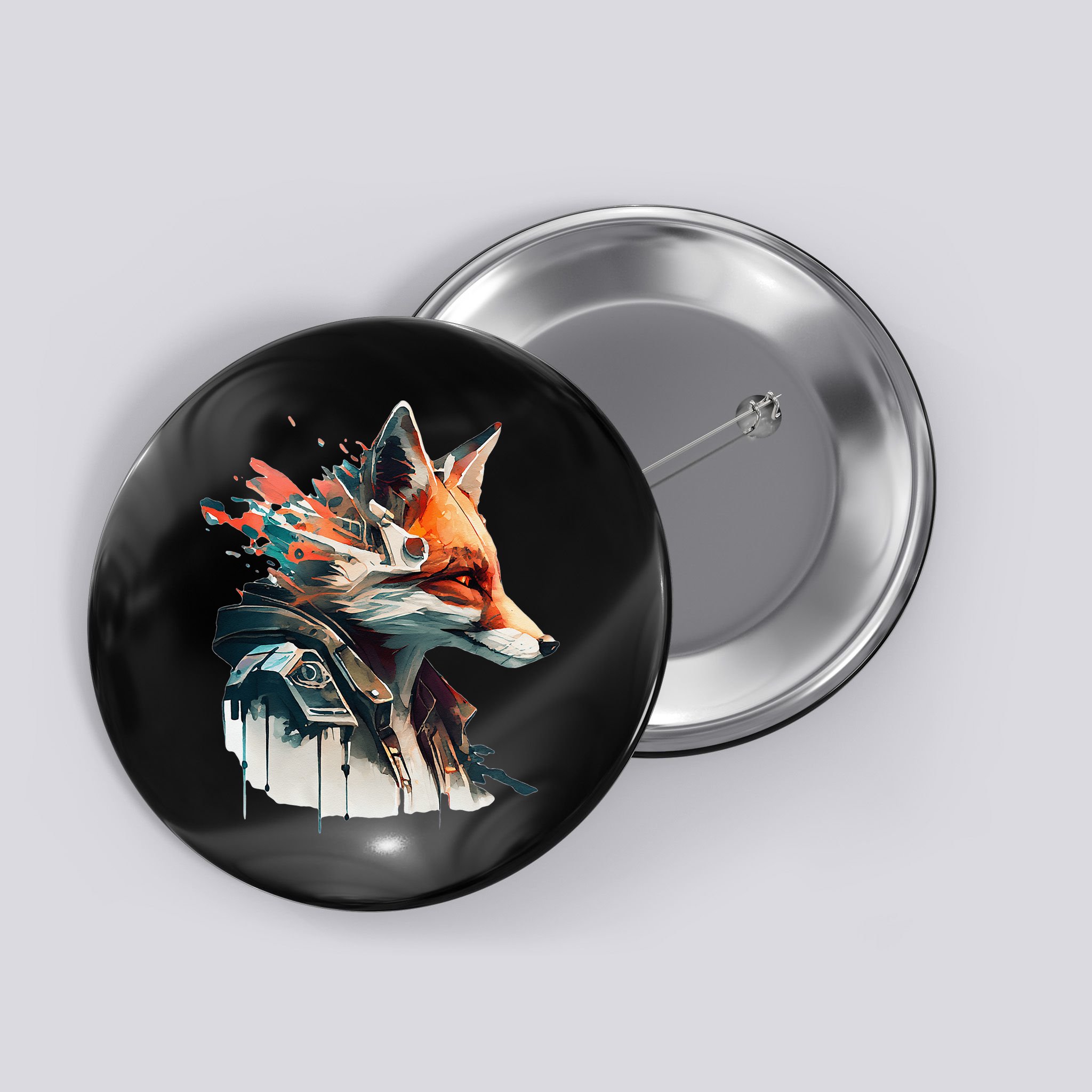 Fox Cunning Foxtail Fur funny animal lover Button