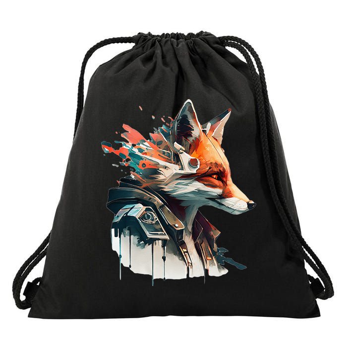 Fox Cunning Foxtail Fur funny animal lover Drawstring Bag