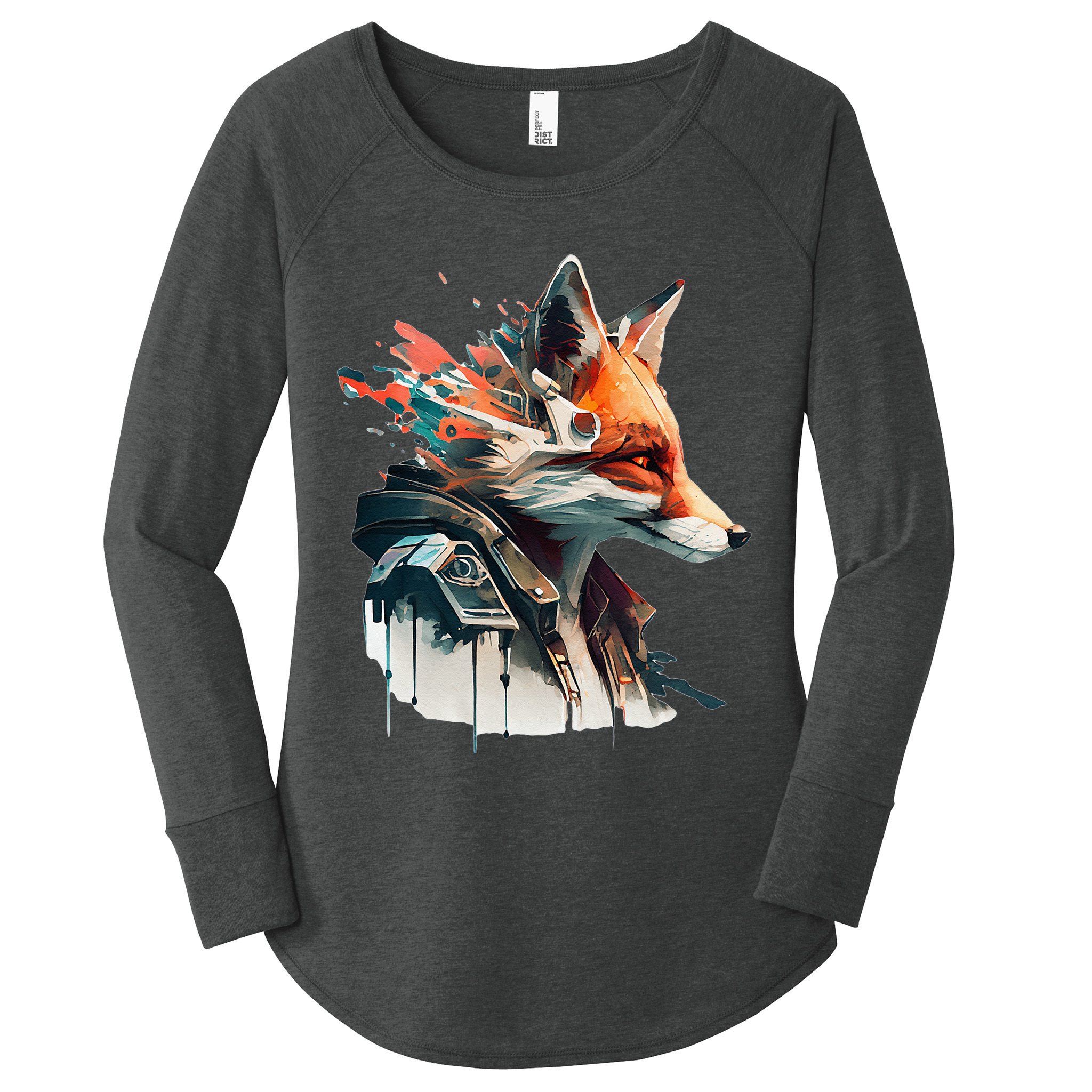Fox Cunning Foxtail Fur funny animal lover Women's Perfect Tri Tunic Long Sleeve Shirt